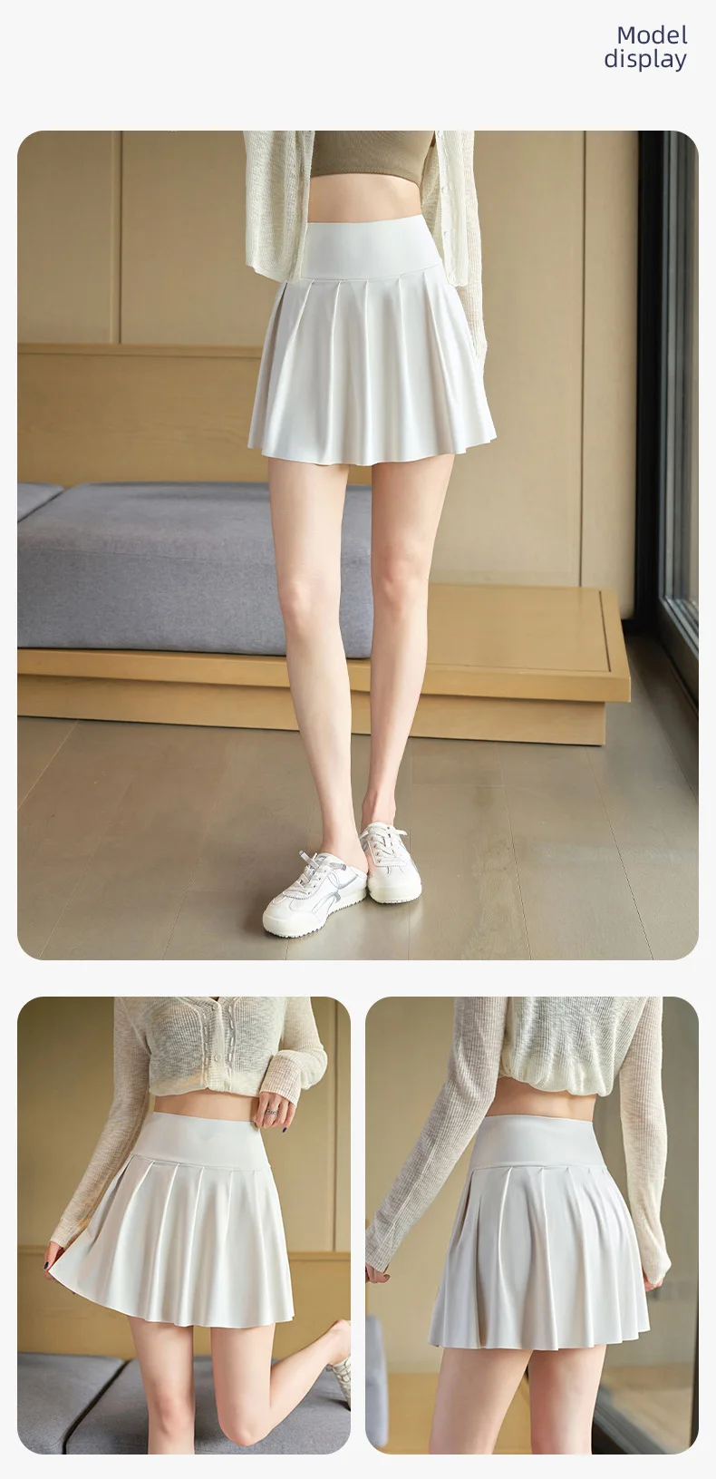 BIVIGAOS Summer Fashion Fake Two Pieces Pleated Skirts Shorts With Pocket Women Sharkskin Sport Fitness Tennis Mini Short Skirt