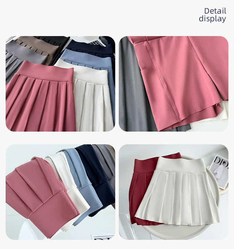 BIVIGAOS Summer Fashion Fake Two Pieces Pleated Skirts Shorts With Pocket Women Sharkskin Sport Fitness Tennis Mini Short Skirt