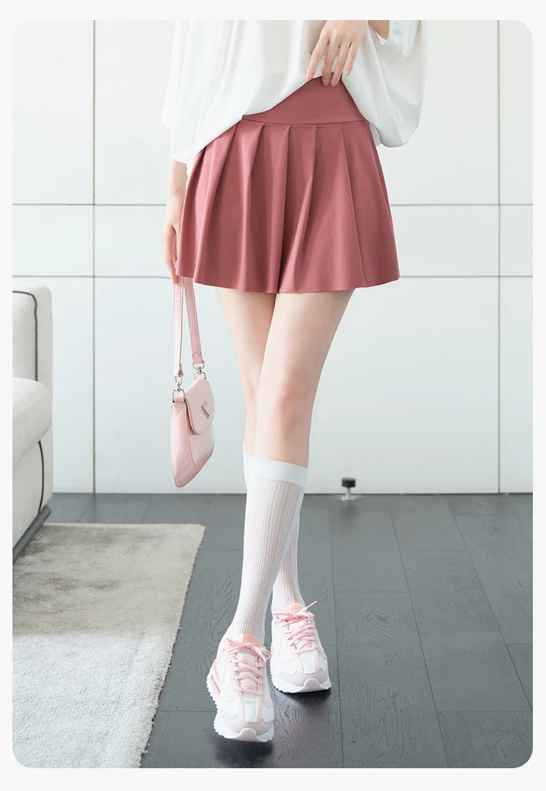BIVIGAOS Summer Fashion Fake Two Pieces Pleated Skirts Shorts With Pocket Women Sharkskin Sport Fitness Tennis Mini Short Skirt