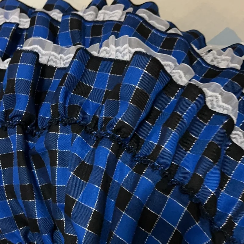 24 Color Harajuku Lovely Lace Plaid Skirts Japanese Girl Y2k Punk High Waist Pleated Cake Skirt Gothic Lolita Kawaii Women Skirt