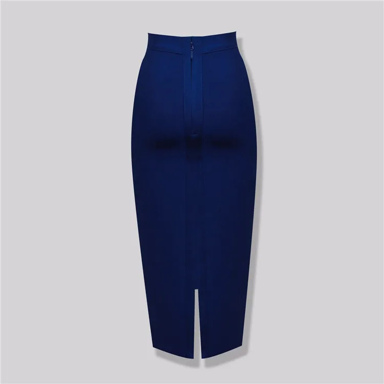 Women Candy Color Sexy Neon Green Pink Orange Yellow Pink Midi Knee Length Bandage Skirt Designer Pencil Skirt Faldas 78cm