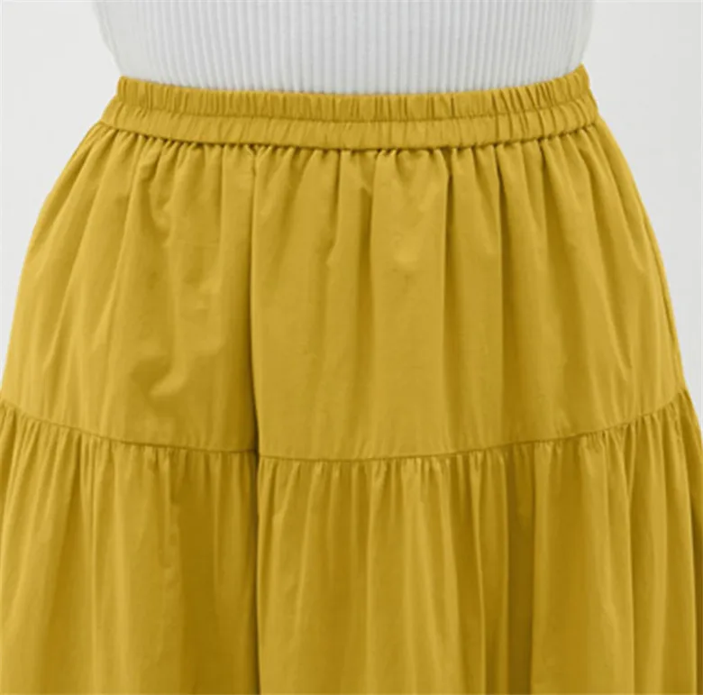 2026 Spring Autumn Women Ruffle Skirt Fashion Summer Cotton Linen Skirts Long Maxi Party Skirts Red Purple Pink M-5XL 6XL 7XL