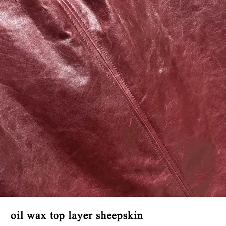 Oil Wax Slit Leather Skirt for Women High street Top Layer Sheepskin Front Split Wrap Jupe Femme Red Black Pencil Midi Skirt