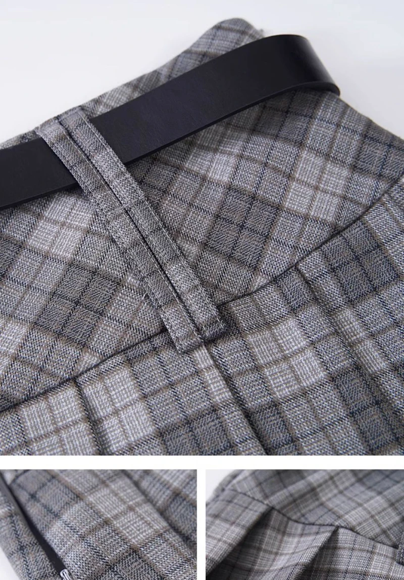 Vintage Plaid Women Pleated Skirts Y2K High Waist Preppy with Belt Mini Skirts Spring Korean All Match Ladies A Line Skirts New