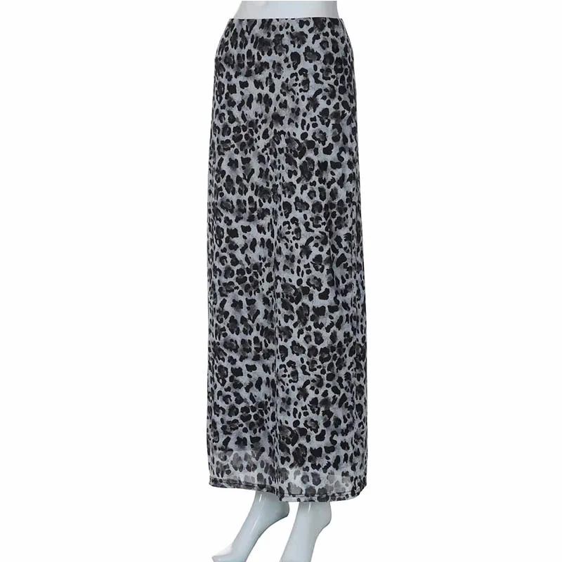 Sexy Elegant Leopard Printed Midi Skirt Women Fashion Dress Lady Clothes Summer Office Party Club Streetwear Wholesale