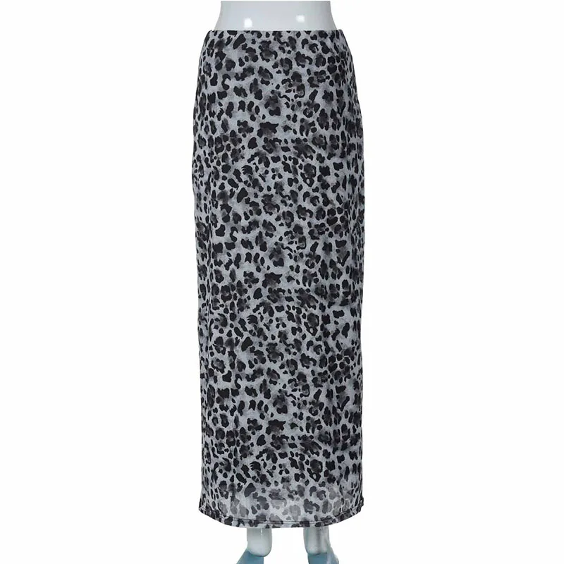 Sexy Elegant Leopard Printed Midi Skirt Women Fashion Dress Lady Clothes Summer Office Party Club Streetwear Wholesale