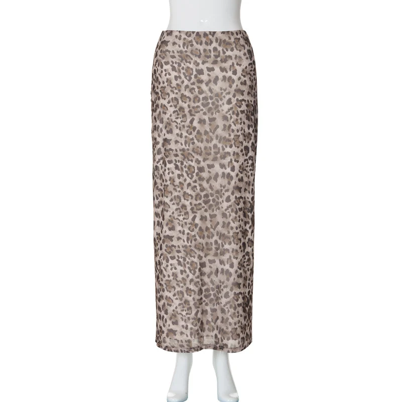 Sexy Elegant Leopard Printed Midi Skirt Women Fashion Dress Lady Clothes Summer Office Party Club Streetwear Wholesale