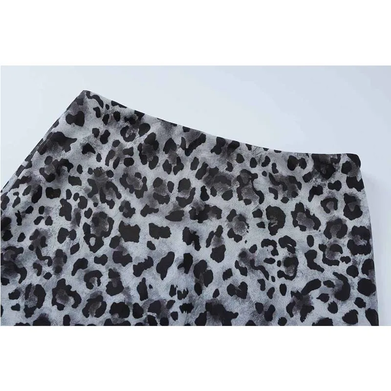 Sexy Elegant Leopard Printed Midi Skirt Women Fashion Dress Lady Clothes Summer Office Party Club Streetwear Wholesale