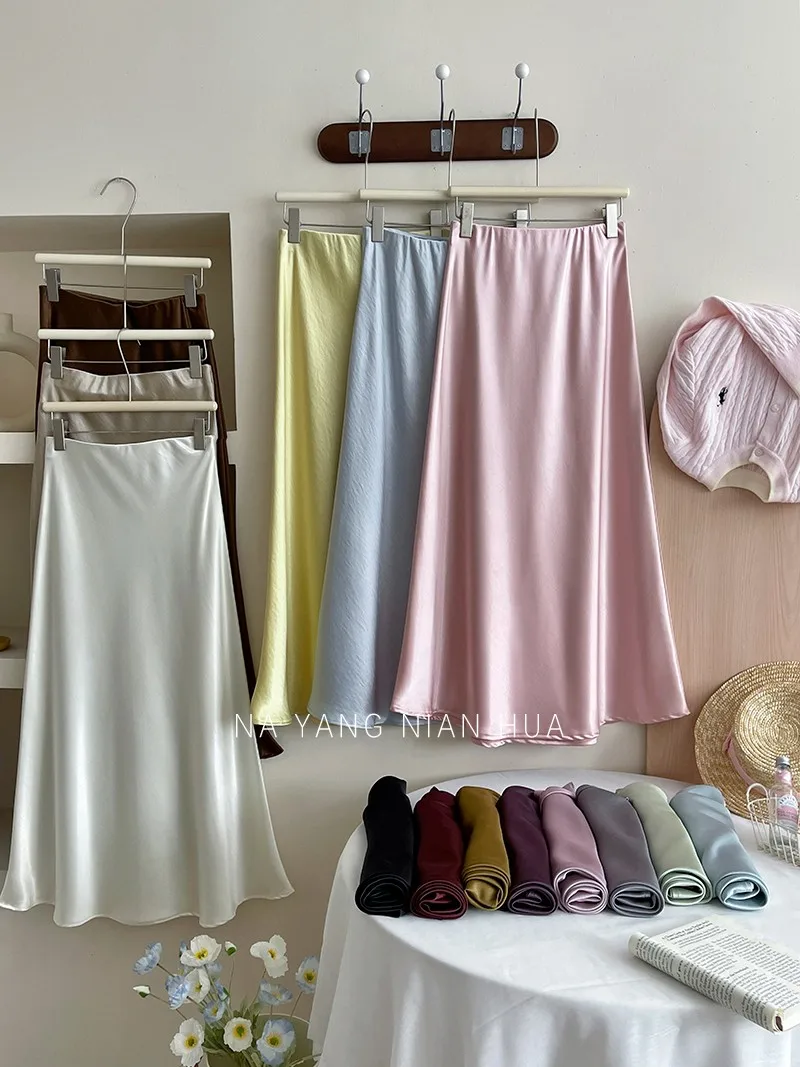 Beiyingni 2025 New Style Woman's Satin Mermaid Skirt Spring Summer Luxury Elegant Office Ladies Skirts Fashion Ball Gown Skirt