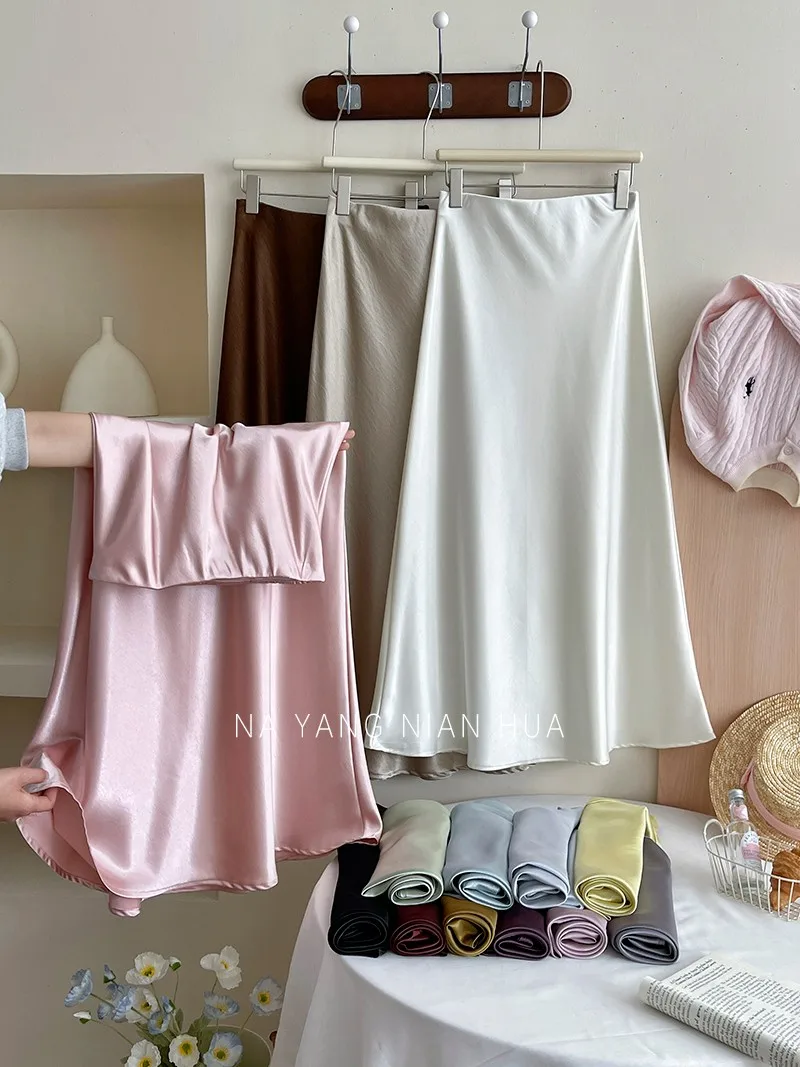 Beiyingni 2025 New Style Woman's Satin Mermaid Skirt Spring Summer Luxury Elegant Office Ladies Skirts Fashion Ball Gown Skirt
