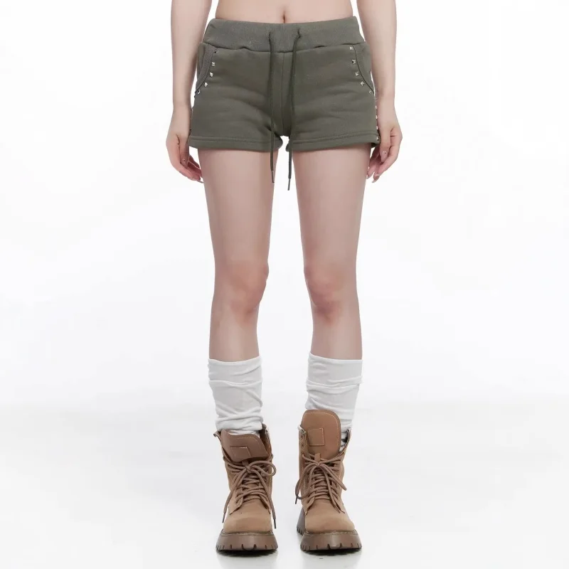 2026 Summer Hot Diamond Tie Rope Sexy European American High Street Dark Style Shorts For Women