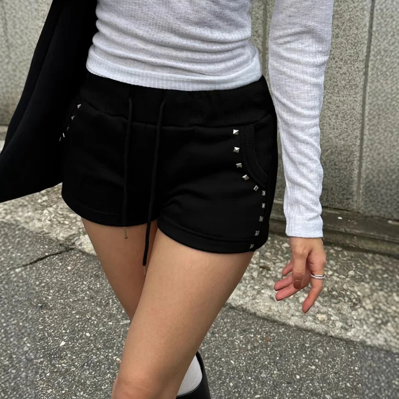 2026 Summer Hot Diamond Tie Rope Sexy European American High Street Dark Style Shorts For Women