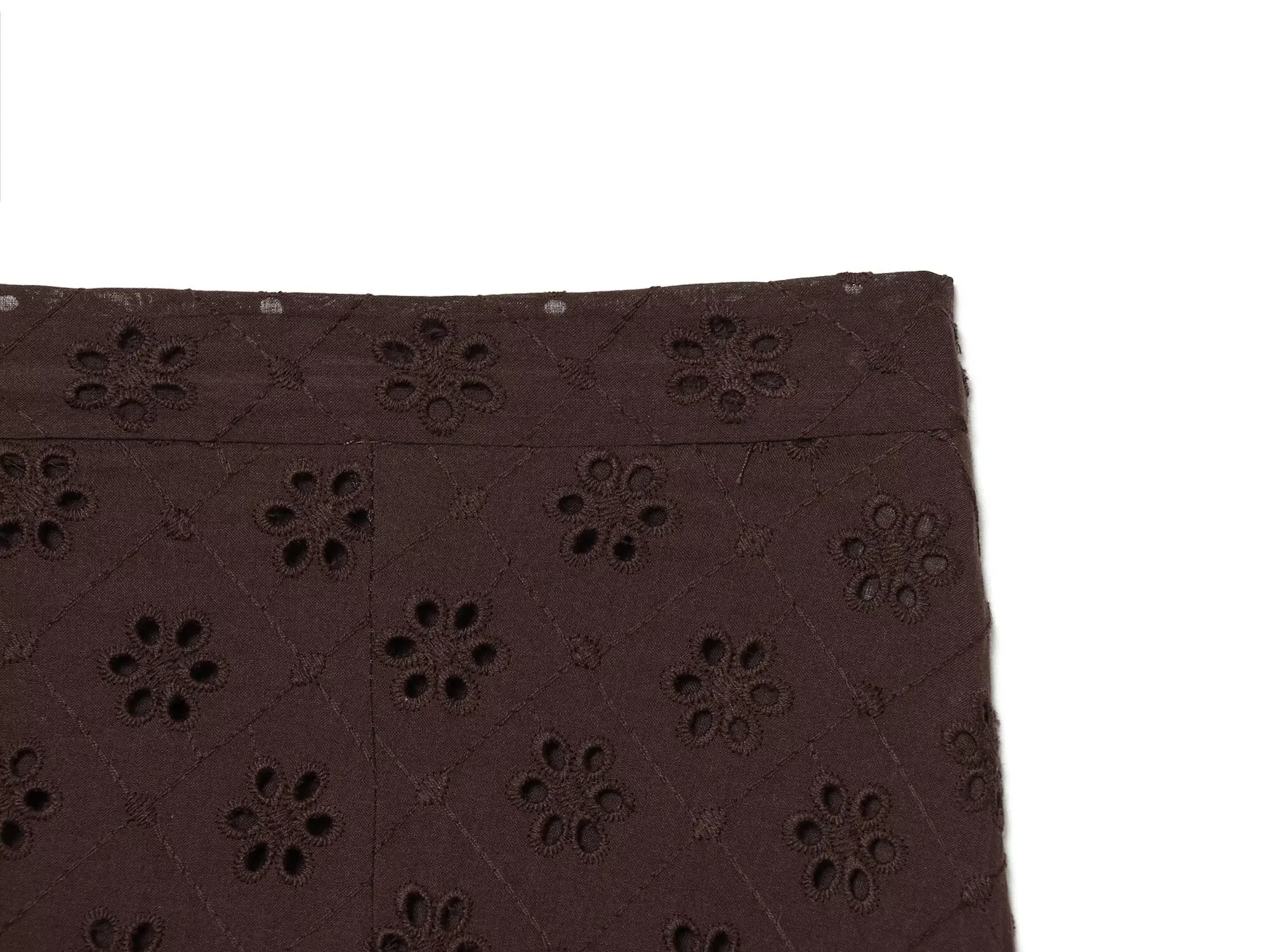 YENKYE New 2026 Women Brown Hollow Out Embroidery Midi Skirt Casual High Waist A-line Holiday Summer Skirts Faldas Mujer