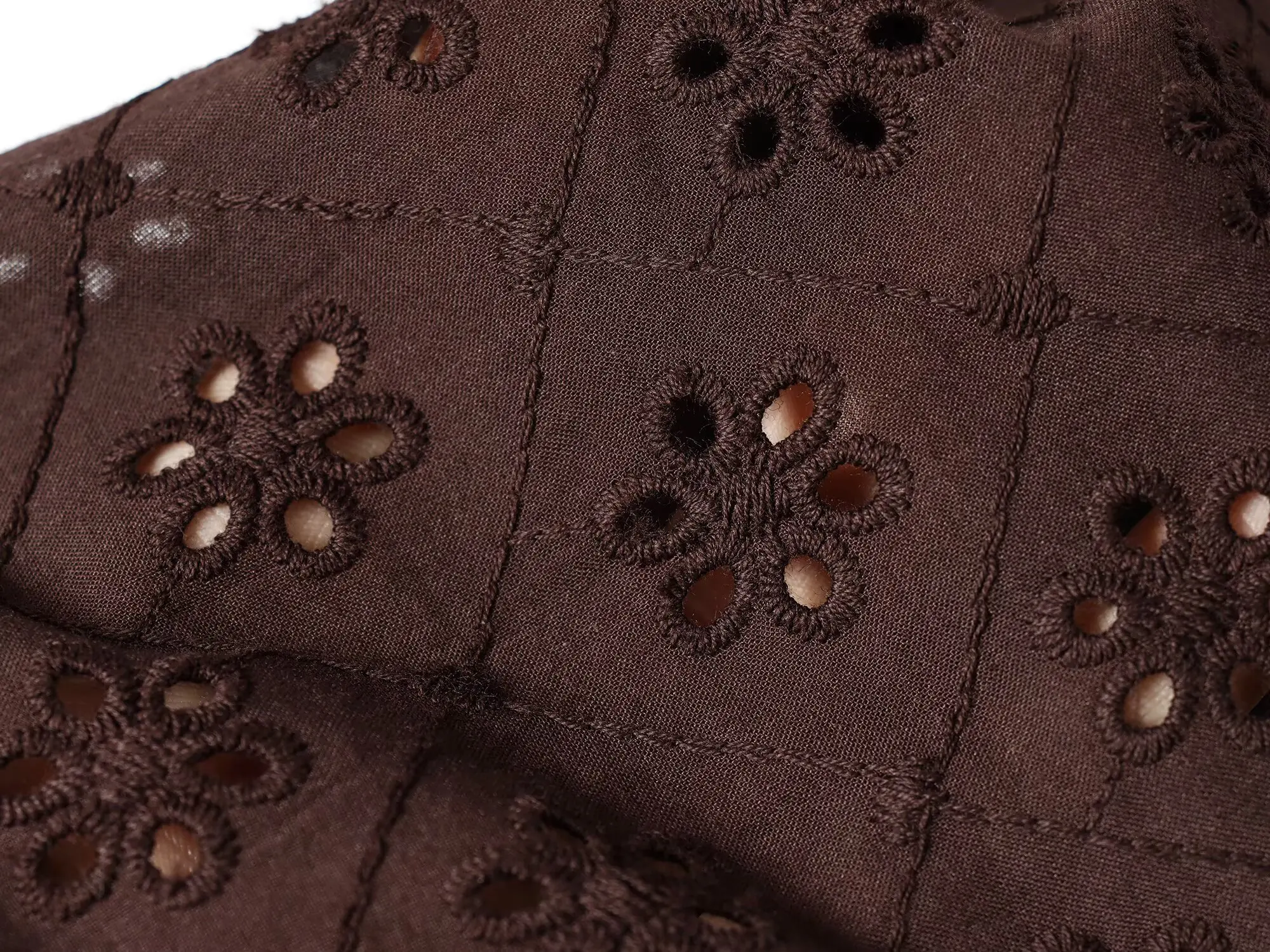YENKYE New 2026 Women Brown Hollow Out Embroidery Midi Skirt Casual High Waist A-line Holiday Summer Skirts Faldas Mujer