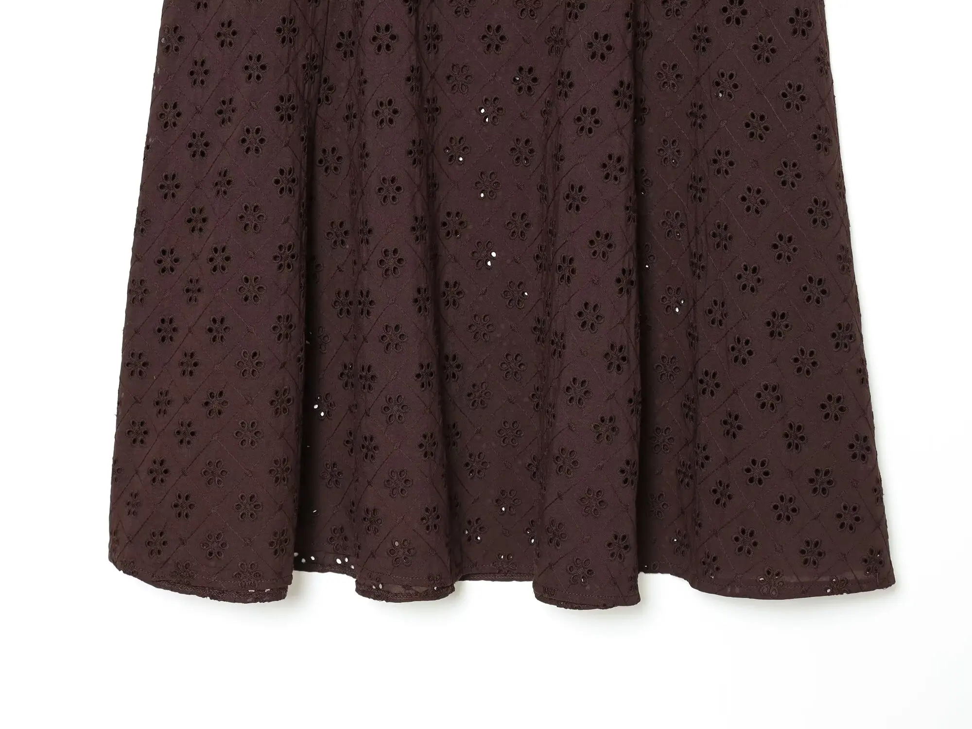 YENKYE New 2026 Women Brown Hollow Out Embroidery Midi Skirt Casual High Waist A-line Holiday Summer Skirts Faldas Mujer