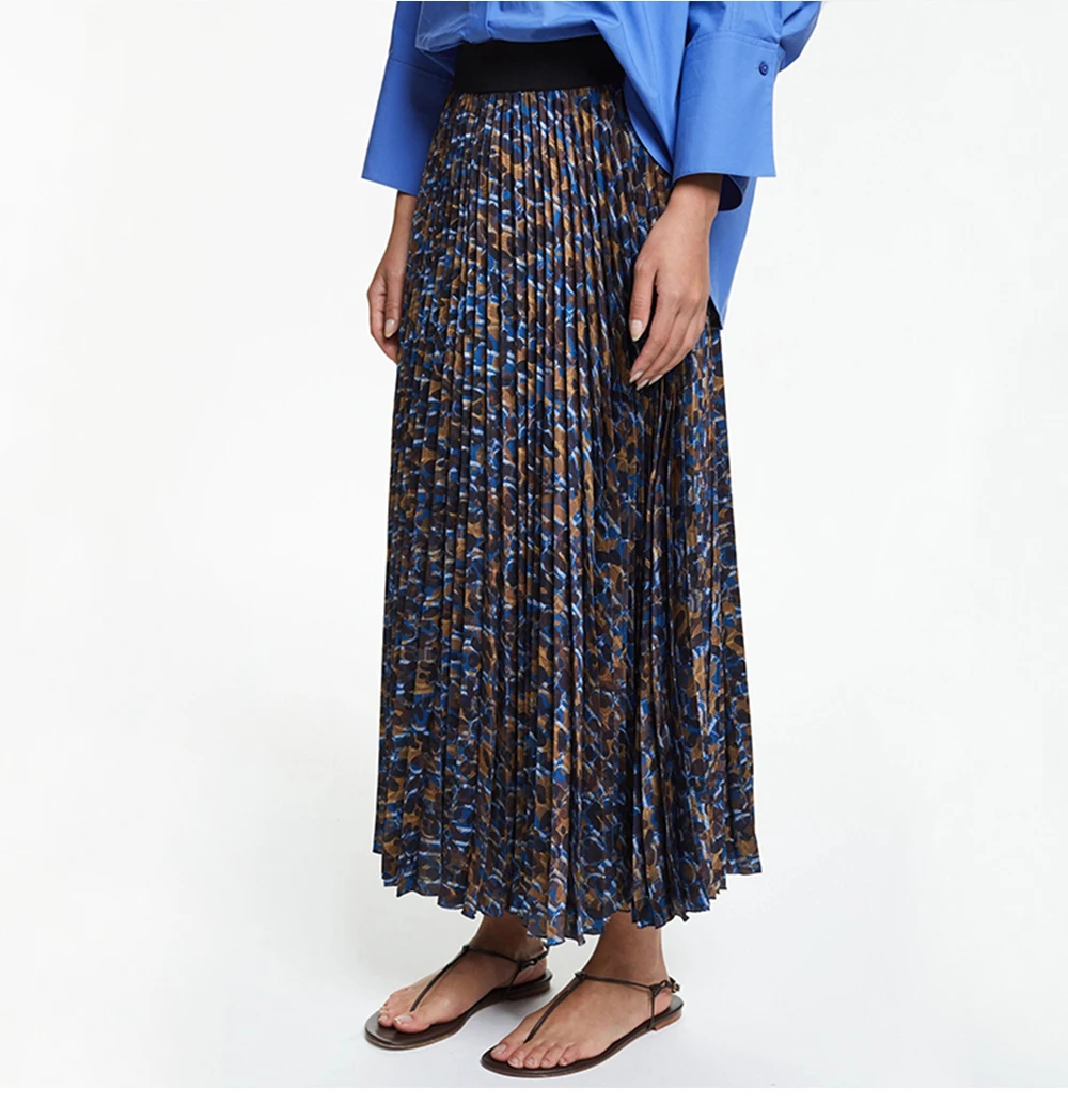 CHCH Elegant Leopard Floral Printing Long Skirt Women Sexy High Waist Midi Skirts Office Lady Bodycon A Line Skirts