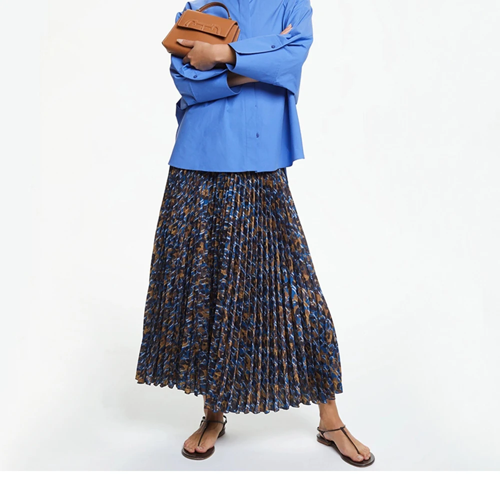 CHCH Elegant Leopard Floral Printing Long Skirt Women Sexy High Waist Midi Skirts Office Lady Bodycon A Line Skirts
