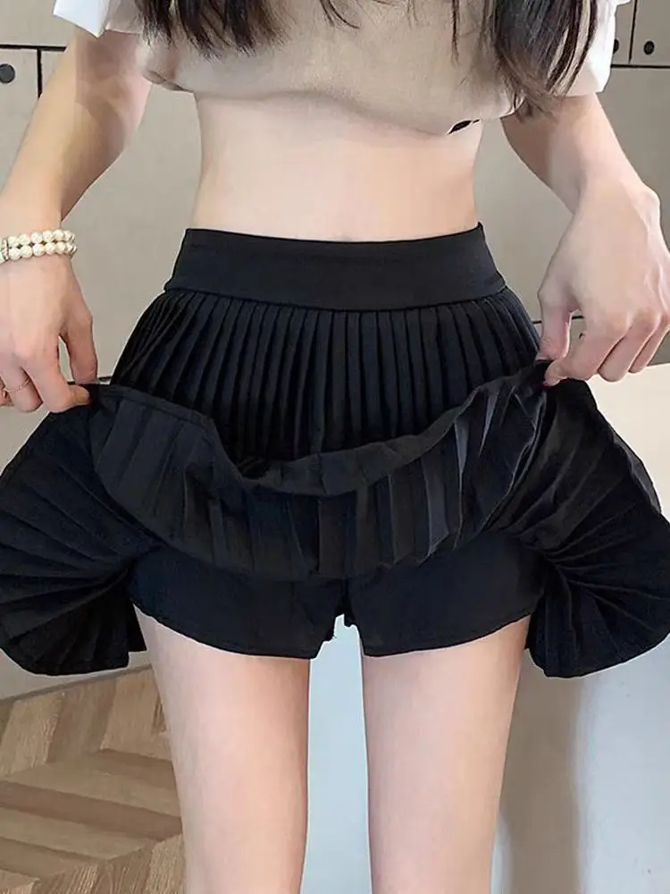 Preppy Style Elastic High waist Fluffy Skirt Double Layered Pleated Ruffled Edge Mini Cake Skirt Cute Hotsweet Y2K Skirt Pants