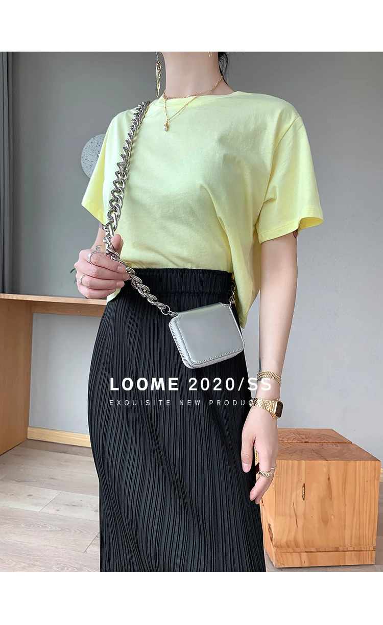 Miyake Pleated Classic Elastic Waistband Straight Casual Skirts (90CM)