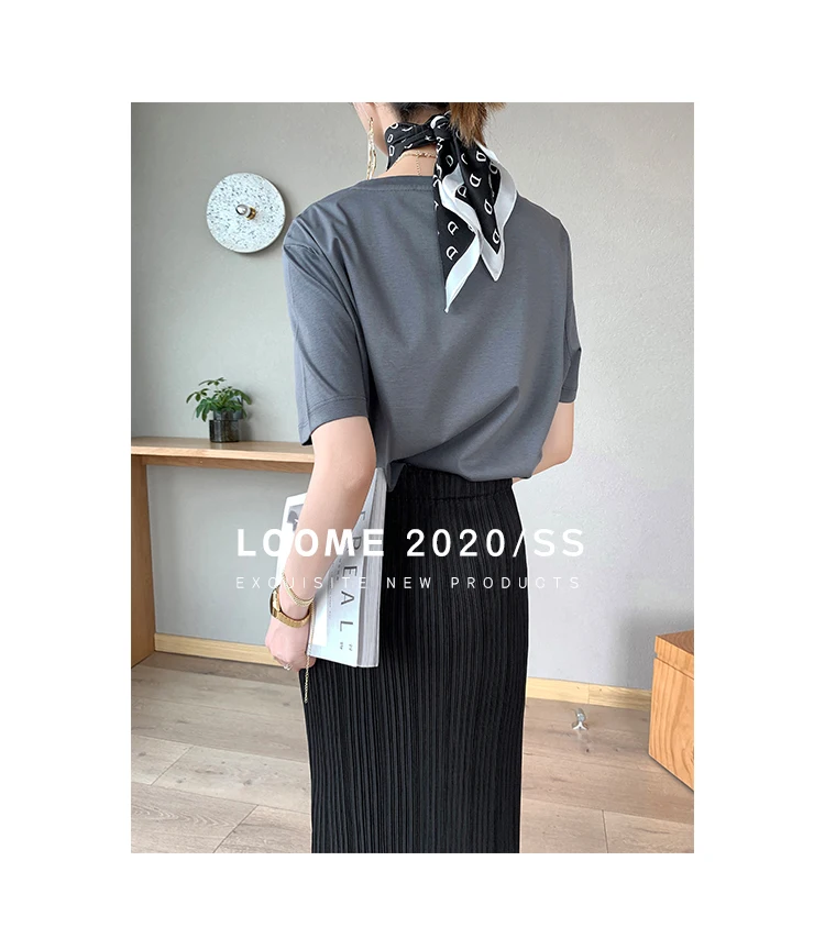 Miyake Pleated Classic Elastic Waistband Straight Casual Skirts (90CM)