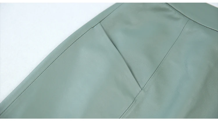 NEW Winter Women Genuine Leather Midi Long Skirt OL Elegant Simple Slim Saia Mujer Green/Black Sexy Wrap Jupe Street Wear Faldas