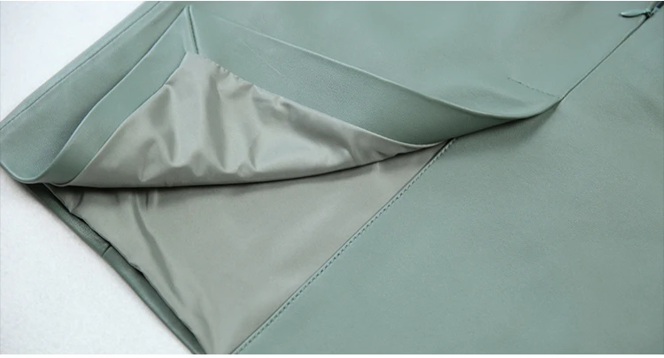 NEW Winter Women Genuine Leather Midi Long Skirt OL Elegant Simple Slim Saia Mujer Green/Black Sexy Wrap Jupe Street Wear Faldas