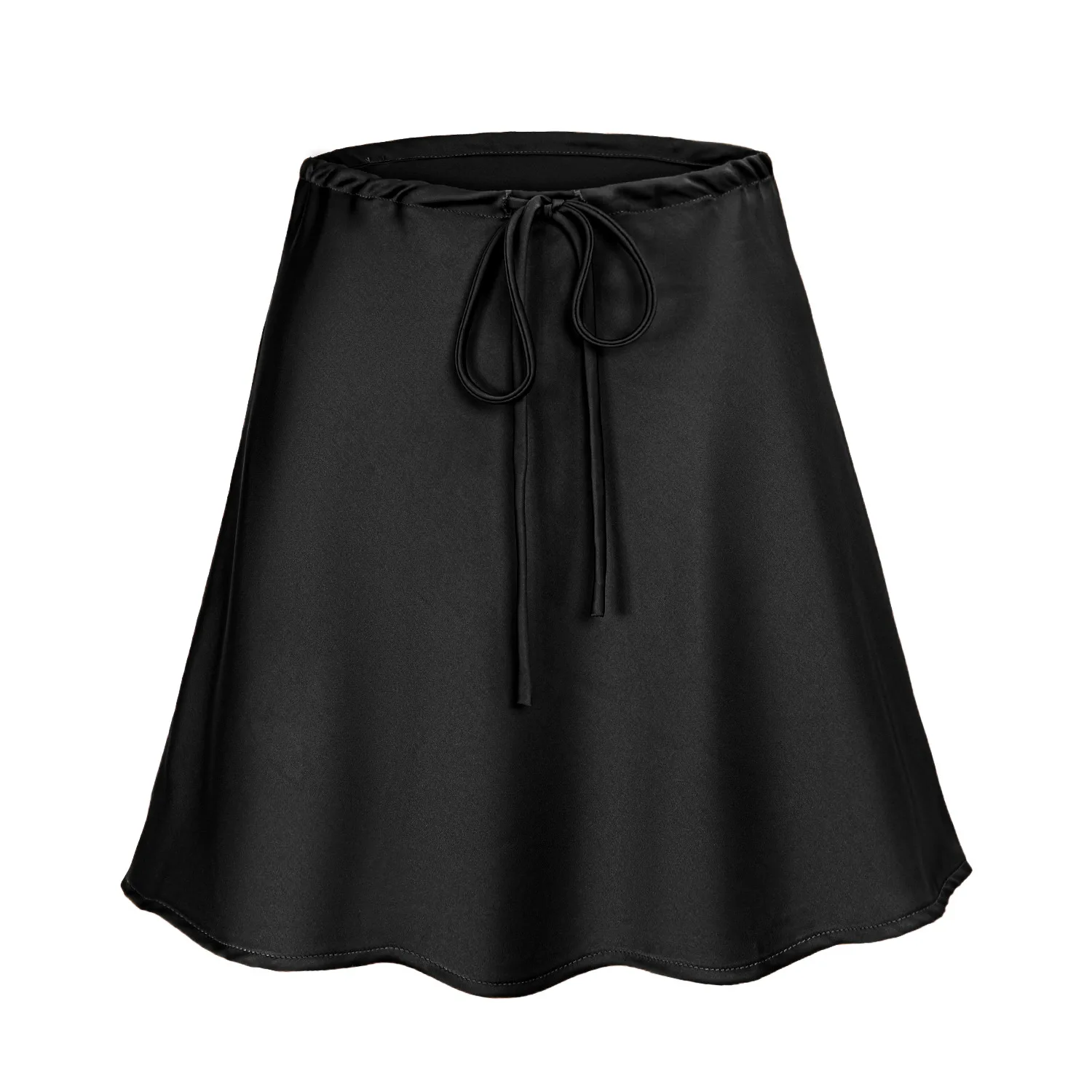 Satin Mini Skirts Women Summer Beige Silk Short Skirt for Woman Drawstring High Waist Black Satin Skirt A Line Women Short 2025