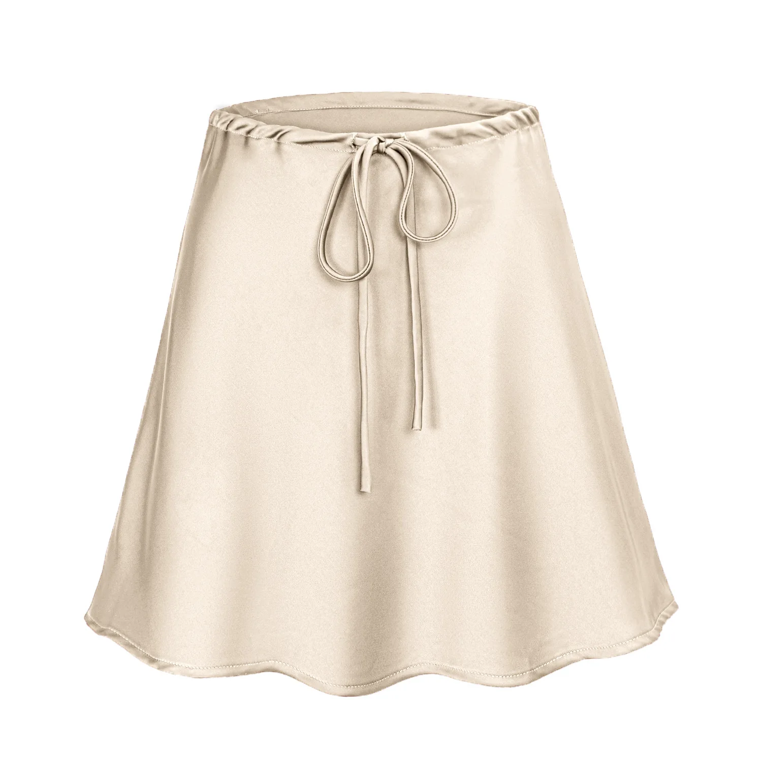 Satin Mini Skirts Women Summer Beige Silk Short Skirt for Woman Drawstring High Waist Black Satin Skirt A Line Women Short 2025