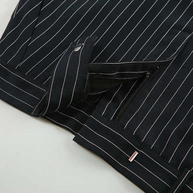 2025 New Formal Office Lady Long Skirt Fashion High Waist Striped Split Straight Skirts Woman Streetwear Vintage Maxi Skirts