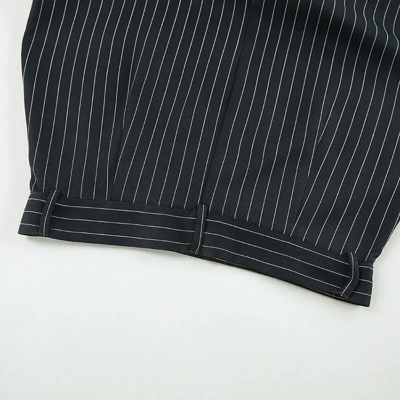 2025 New Formal Office Lady Long Skirt Fashion High Waist Striped Split Straight Skirts Woman Streetwear Vintage Maxi Skirts