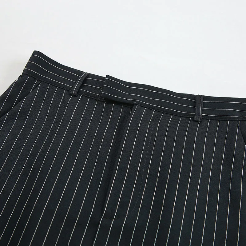 2025 New Formal Office Lady Long Skirt Fashion High Waist Striped Split Straight Skirts Woman Streetwear Vintage Maxi Skirts