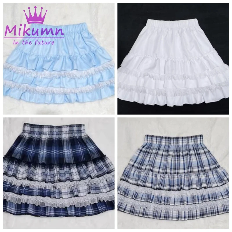 Mikumn 8 Color Punk Girls Plaid Skirts Harajuku Y2k Kawaii Women Skirts Japanese Gothic Lolita High Waist Pleated Cake Skirts