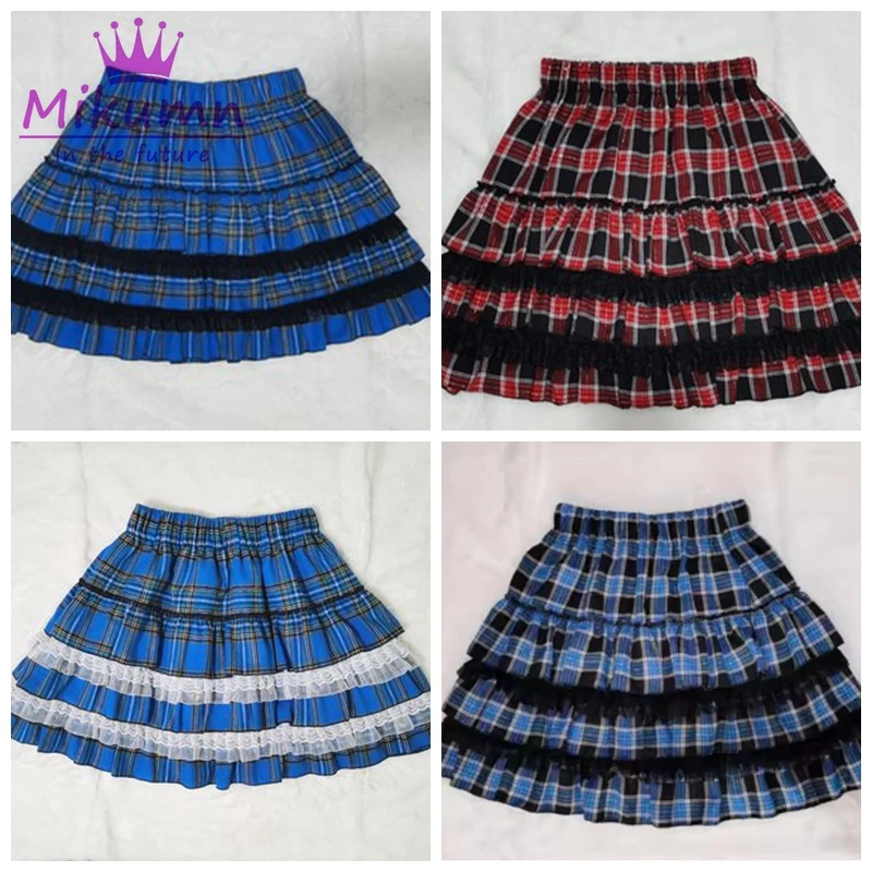 Mikumn 8 Color Punk Girls Plaid Skirts Harajuku Y2k Kawaii Women Skirts Japanese Gothic Lolita High Waist Pleated Cake Skirts