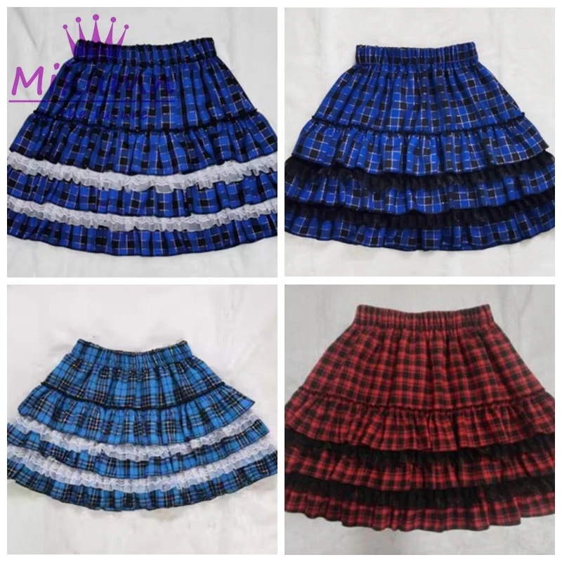 Mikumn 8 Color Punk Girls Plaid Skirts Harajuku Y2k Kawaii Women Skirts Japanese Gothic Lolita High Waist Pleated Cake Skirts