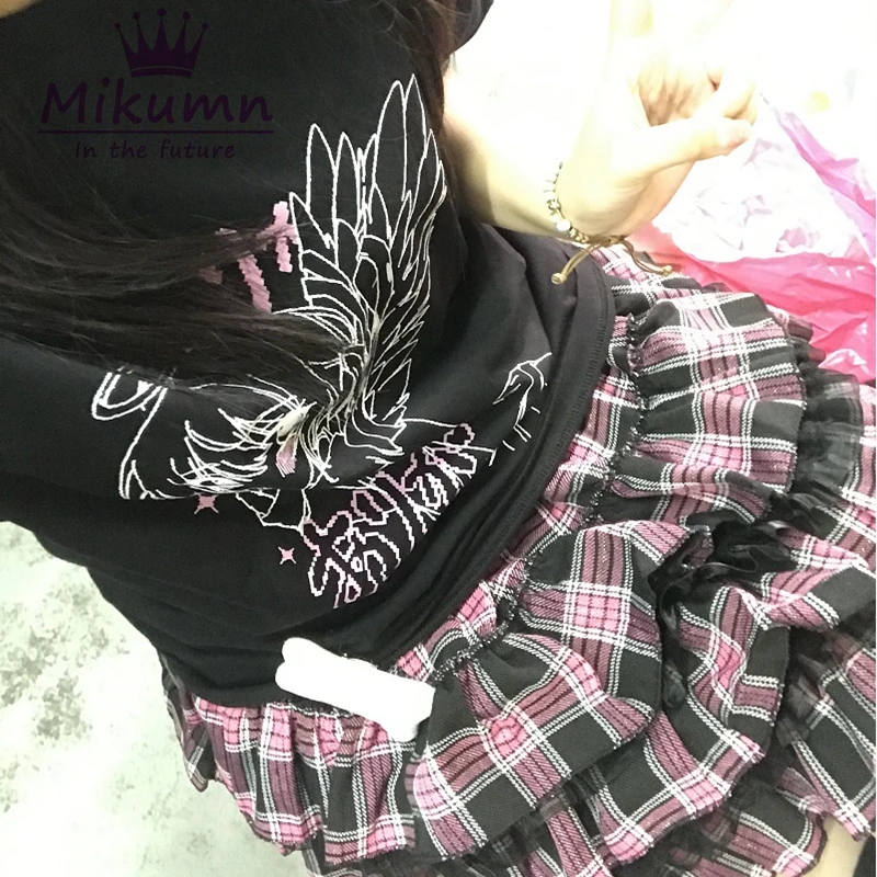 Mikumn 8 Color Punk Girls Plaid Skirts Harajuku Y2k Kawaii Women Skirts Japanese Gothic Lolita High Waist Pleated Cake Skirts