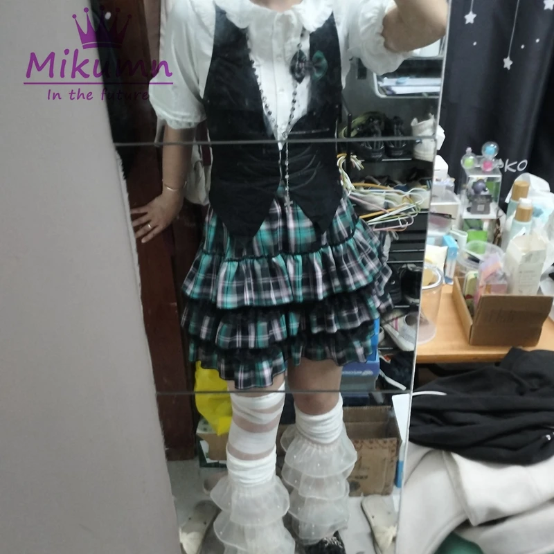 Mikumn 8 Color Punk Girls Plaid Skirts Harajuku Y2k Kawaii Women Skirts Japanese Gothic Lolita High Waist Pleated Cake Skirts