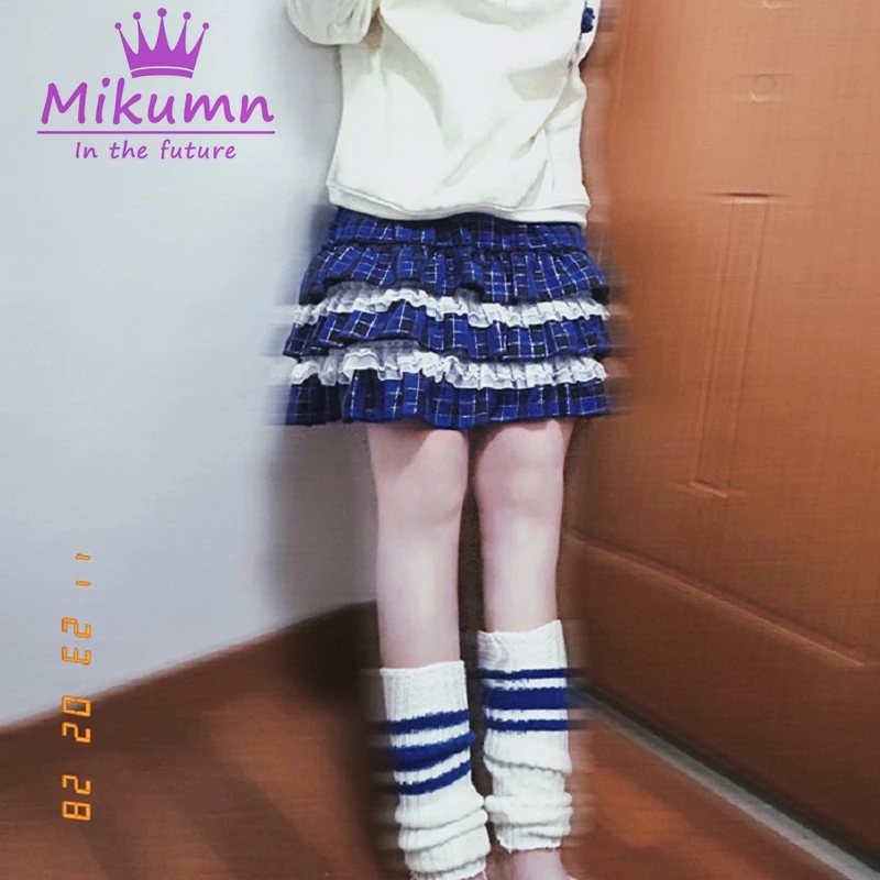 Mikumn 8 Color Punk Girls Plaid Skirts Harajuku Y2k Kawaii Women Skirts Japanese Gothic Lolita High Waist Pleated Cake Skirts