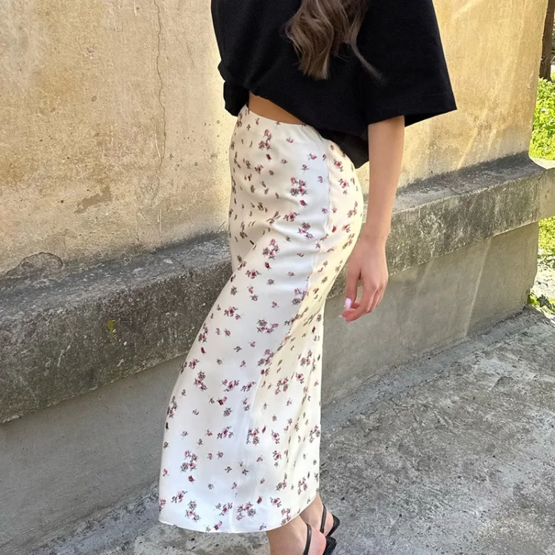 Trendix Summer Print Floral Skirts Women Summer High Waist Slim Fashion Long Skirt Vacation Casual Party Elegant Skirt Femme