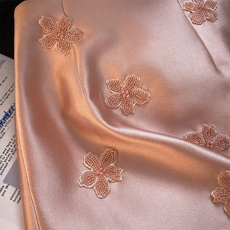 Temperament Women Skirt High Waist A-line Jupe Fashion Beading Vintage Saia Korean Mini Skirts 2025 Faldas Mujer De Moda 27r897