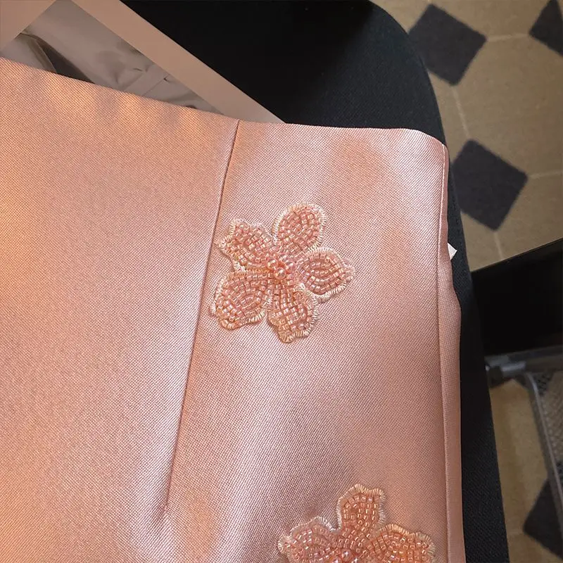 Temperament Women Skirt High Waist A-line Jupe Fashion Beading Vintage Saia Korean Mini Skirts 2025 Faldas Mujer De Moda 27r897
