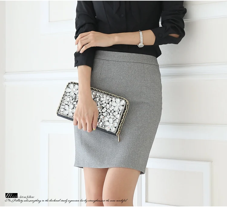 Naviu Fashion Professional Formal Work Hips Skirt Office Ladies Gray Black Step Bottoms One Step Mini Dress