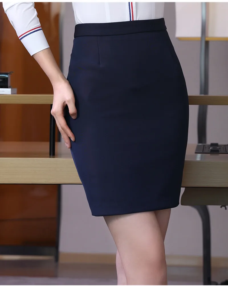 Naviu Fashion Professional Formal Work Hips Skirt Office Ladies Gray Black Step Bottoms One Step Mini Dress