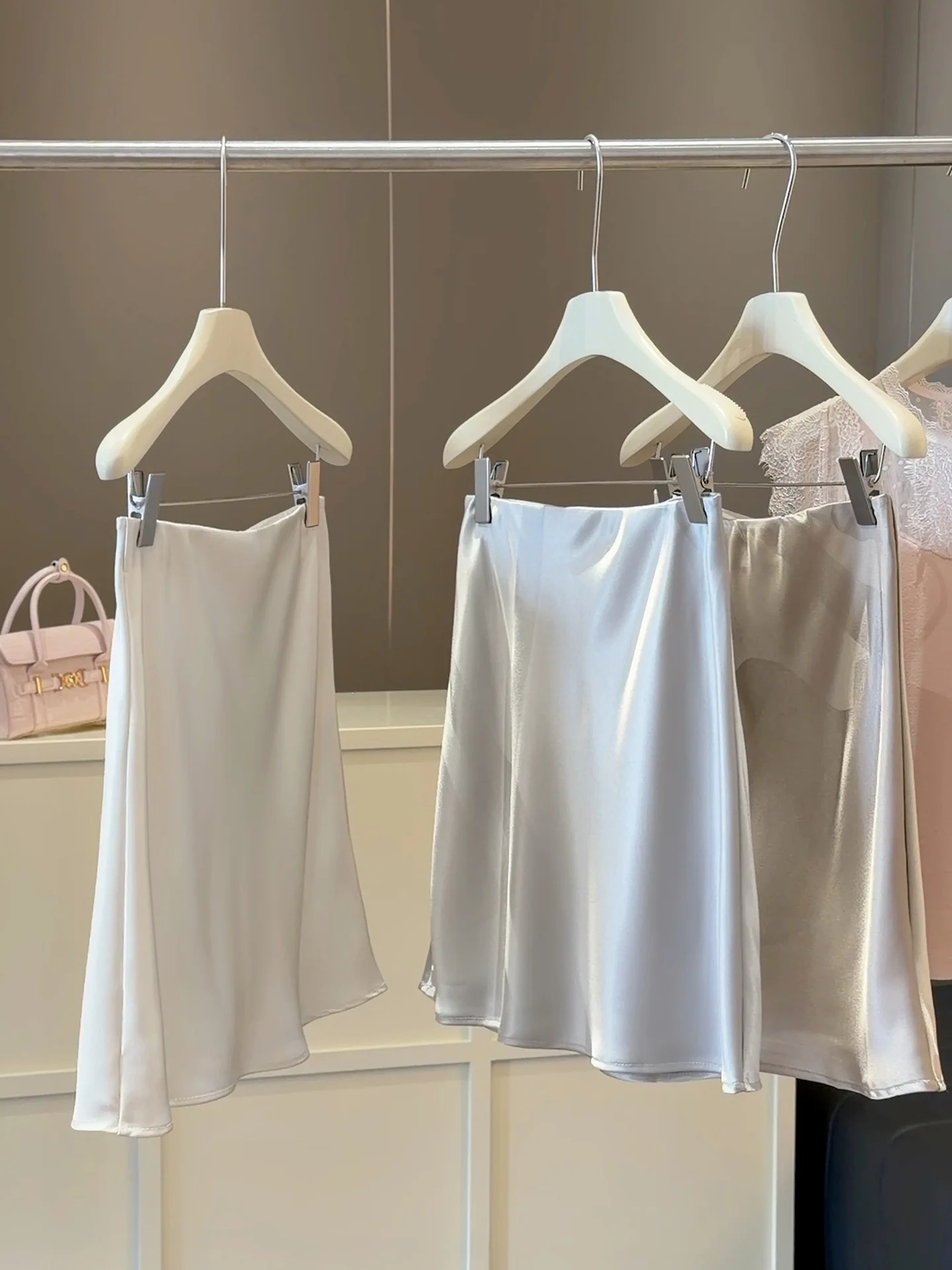 New 2026 Women Summer Satin High-waisted Mini Skirt Elegant Office Lady Solid Color Fashion A-line Short Skirt