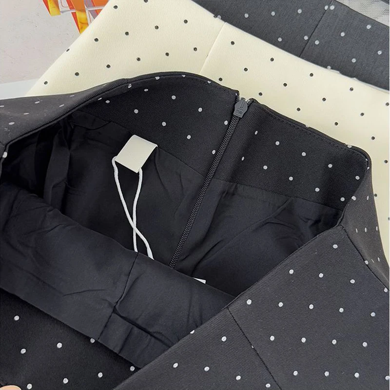 Sweet Polka Dots Mini Skirt Women Summer Lace Patchwork Casual Suit Skirts Korean High Waist A Line Office Lady Zipper Skirt New