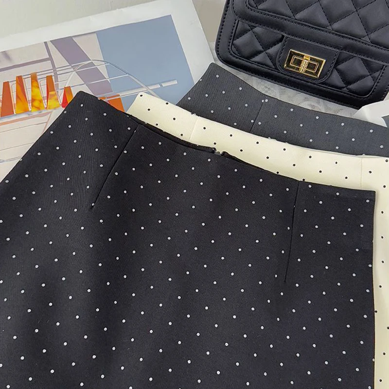 Sweet Polka Dots Mini Skirt Women Summer Lace Patchwork Casual Suit Skirts Korean High Waist A Line Office Lady Zipper Skirt New