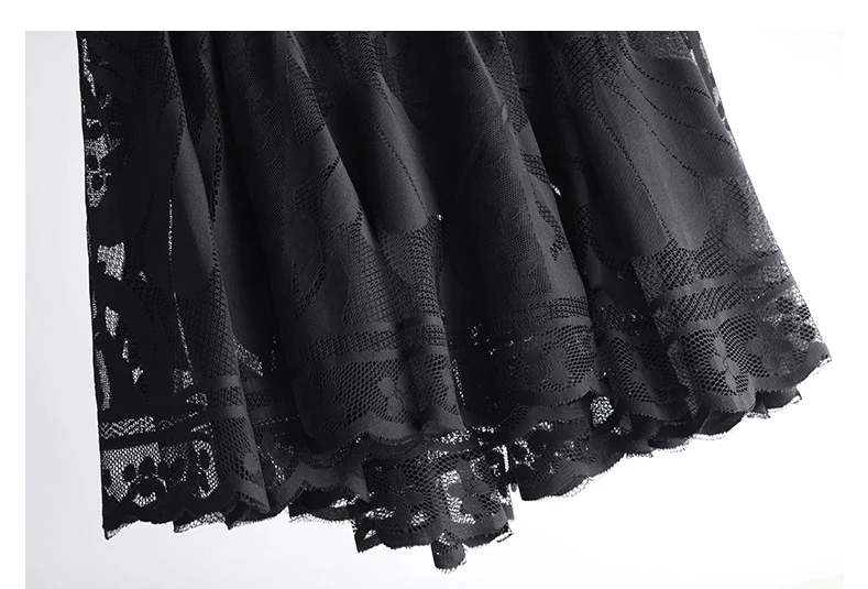 Lace Skirt Women's New A-word Long Skirt Big Swing Gauze Hollow Pleated Skirt