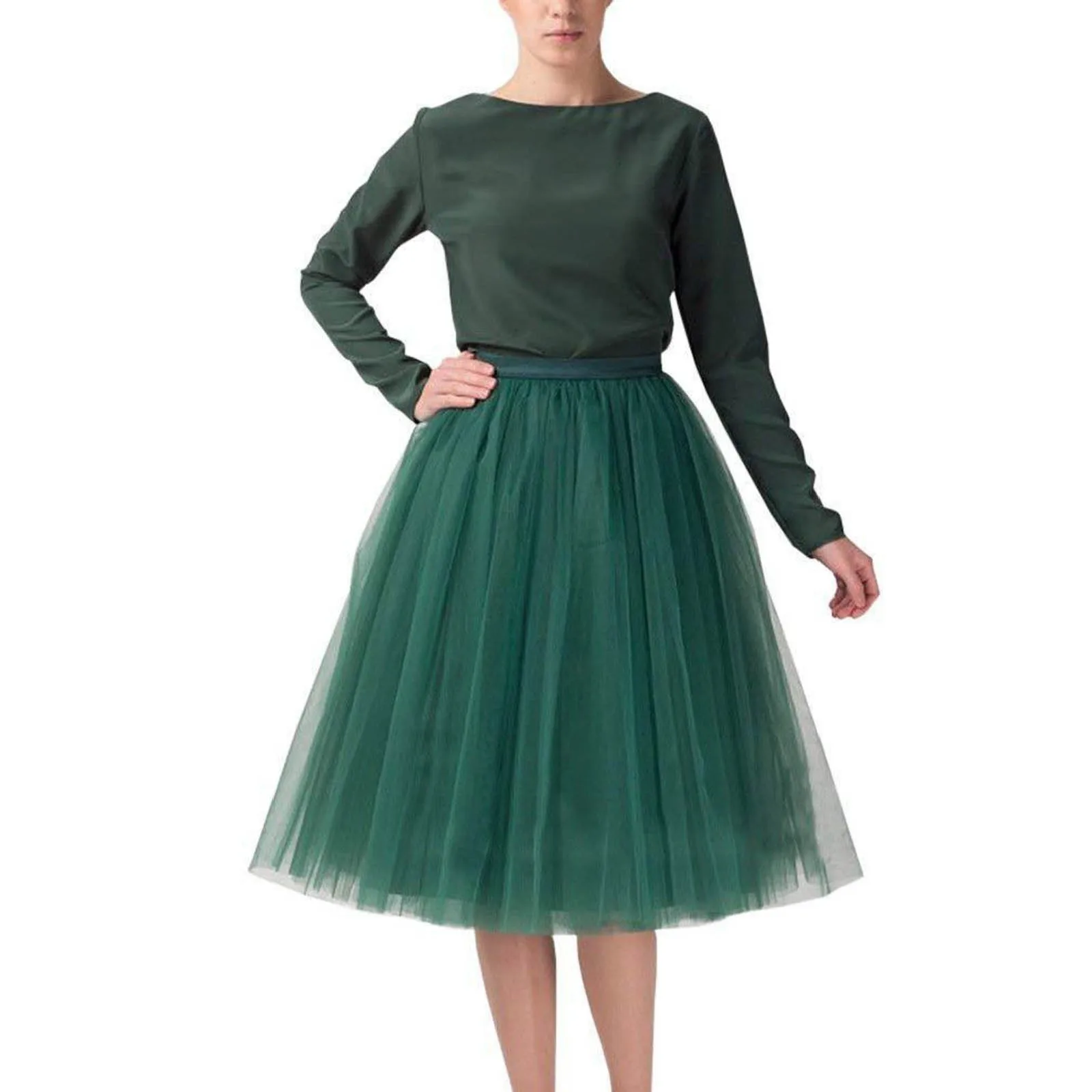 Women Vintage Tulle Tutu Skirts Korean Fashion A-Line Skirt Elastic Waist Faldas Ballet Dancewear Party Costume Ball Gown