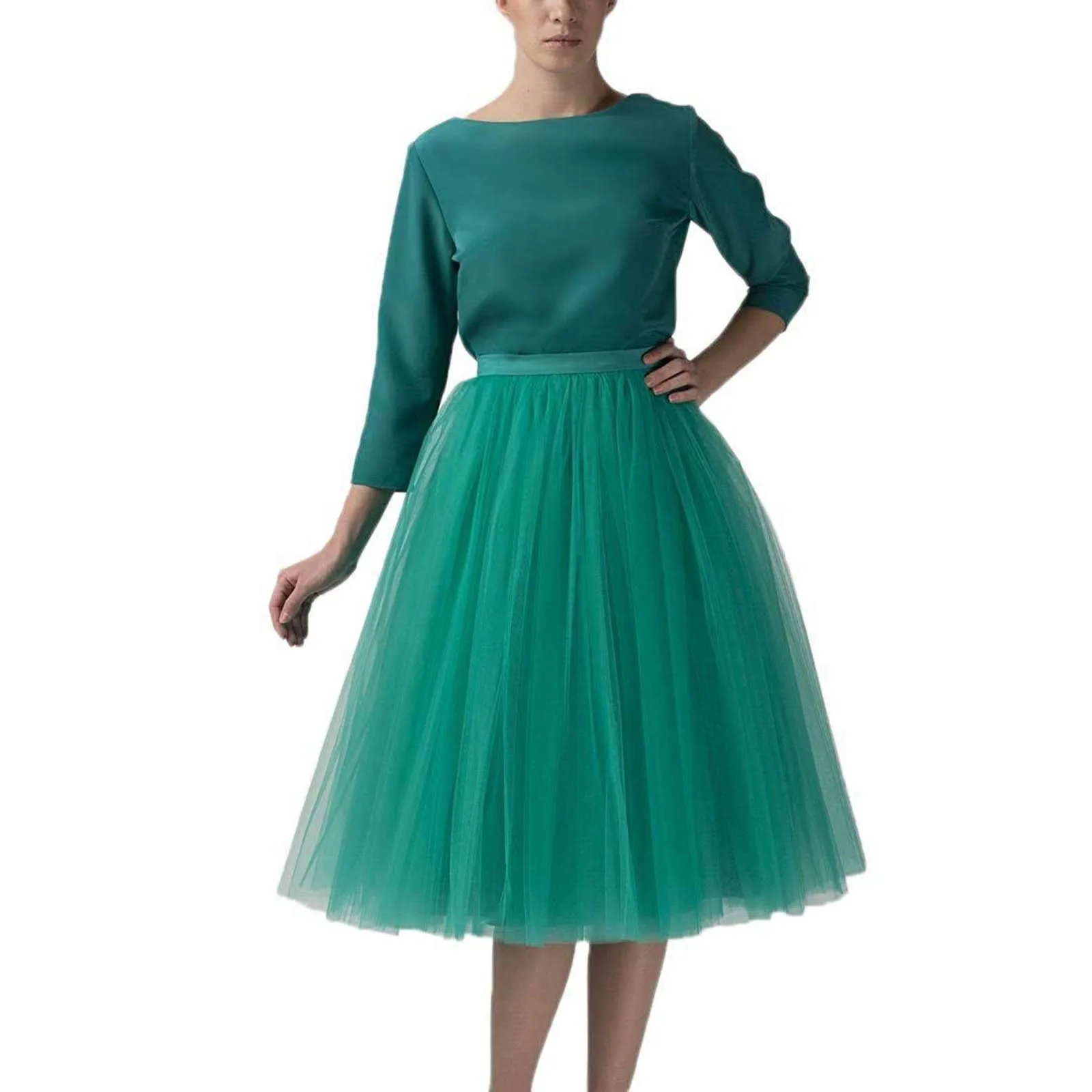 Women Vintage Tulle Tutu Skirts Korean Fashion A-Line Skirt Elastic Waist Faldas Ballet Dancewear Party Costume Ball Gown