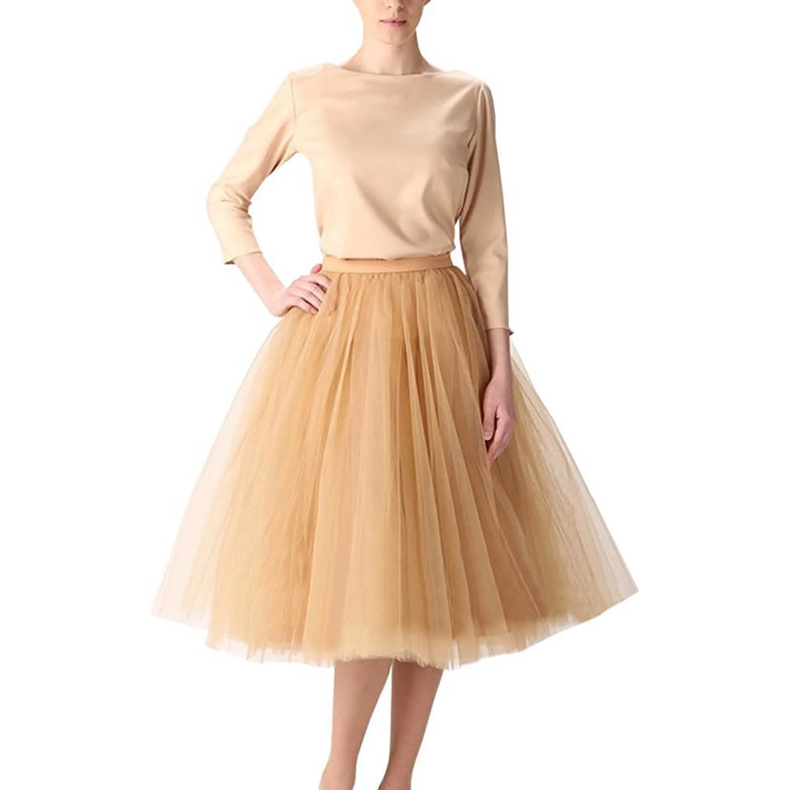 Women Vintage Tulle Tutu Skirts Korean Fashion A-Line Skirt Elastic Waist Faldas Ballet Dancewear Party Costume Ball Gown