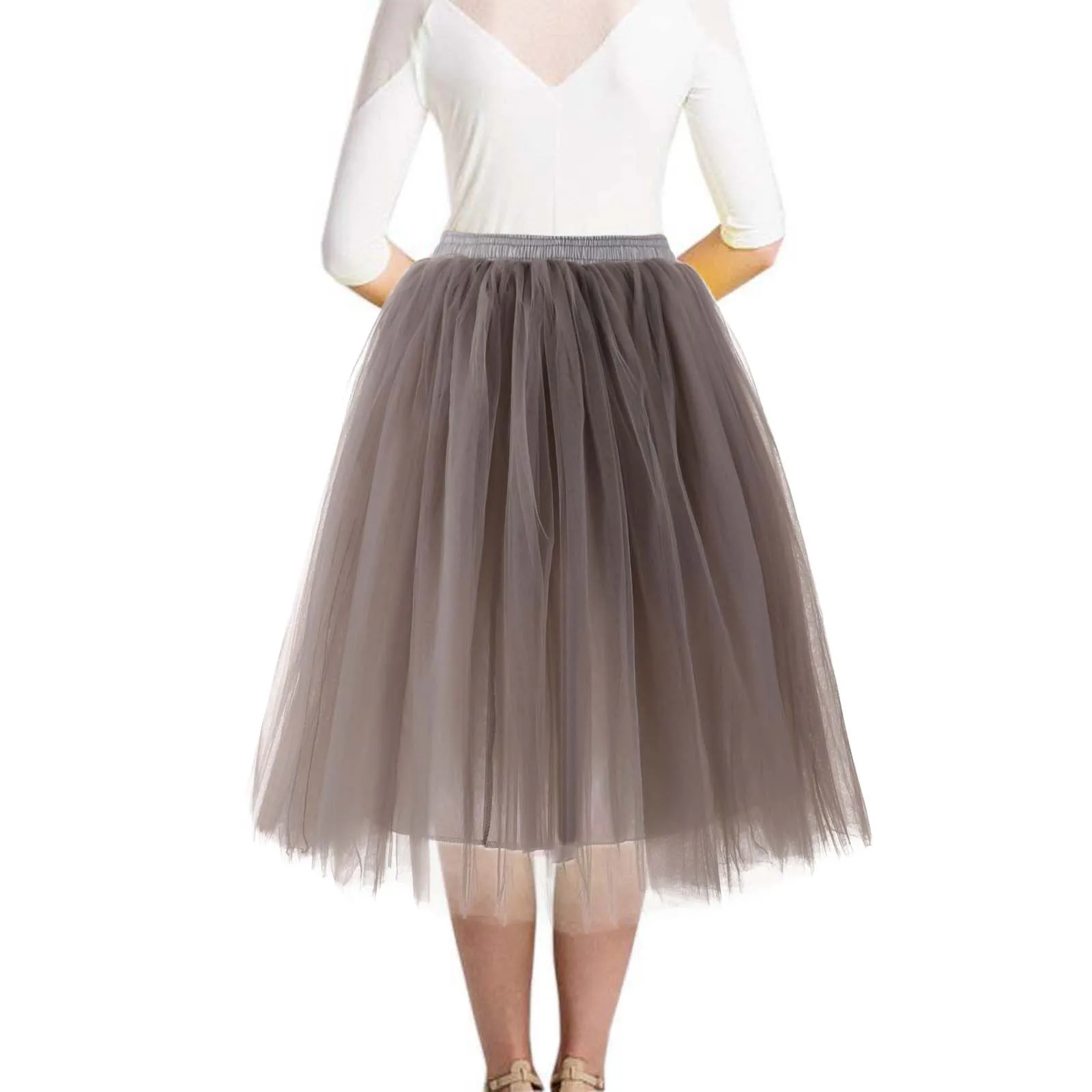 Women Vintage Tulle Tutu Skirts Korean Fashion A-Line Skirt Elastic Waist Faldas Ballet Dancewear Party Costume Ball Gown